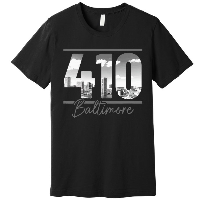 Baltimore 410 Area Code Skyline Maryland Vintage Premium T-Shirt