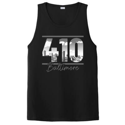 Baltimore 410 Area Code Skyline Maryland Vintage PosiCharge Competitor Tank