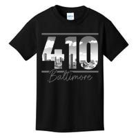 Baltimore 410 Area Code Skyline Maryland Vintage Kids T-Shirt