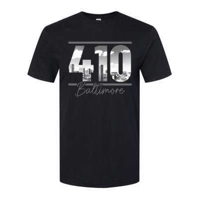 Baltimore 410 Area Code Skyline Maryland Vintage Softstyle CVC T-Shirt