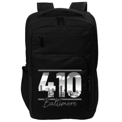 Baltimore 410 Area Code Skyline Maryland Vintage Impact Tech Backpack