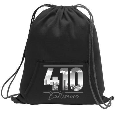 Baltimore 410 Area Code Skyline Maryland Vintage Sweatshirt Cinch Pack Bag