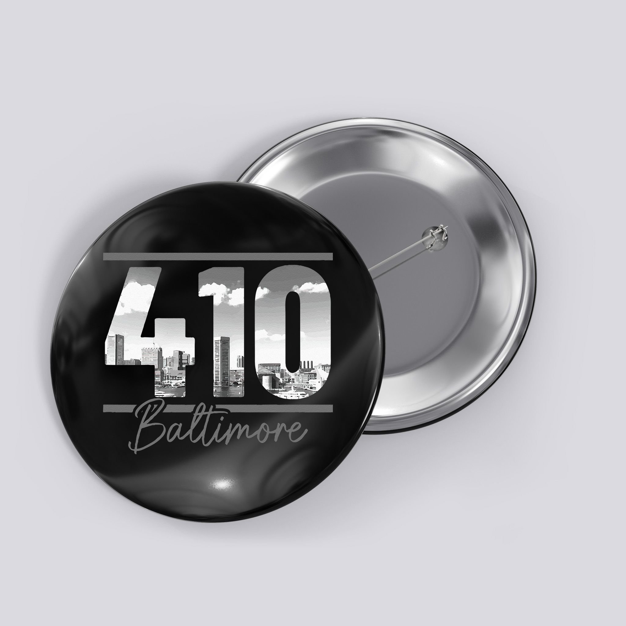 Baltimore 410 Area Code Skyline Maryland Vintage Button