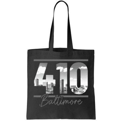 Baltimore 410 Area Code Skyline Maryland Vintage Tote Bag