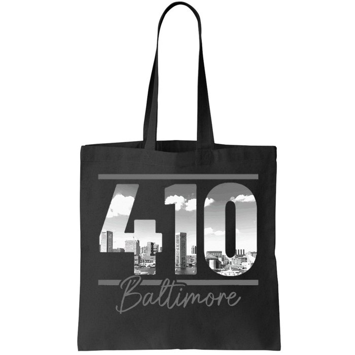 Baltimore 410 Area Code Skyline Maryland Vintage Tote Bag