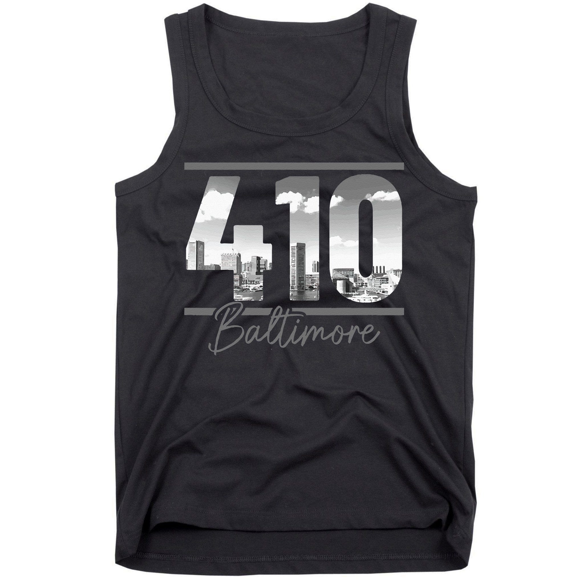 Baltimore 410 Area Code Skyline Maryland Vintage Tank Top
