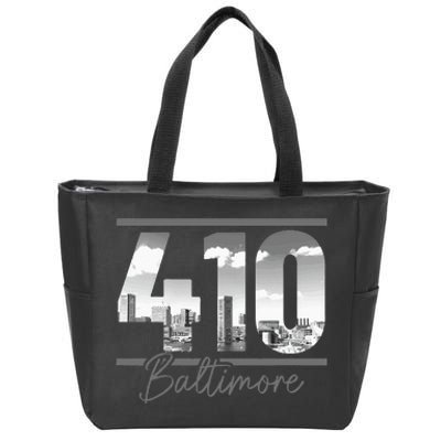 Baltimore 410 Area Code Skyline Maryland Vintage Zip Tote Bag