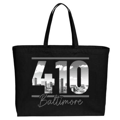 Baltimore 410 Area Code Skyline Maryland Vintage Cotton Canvas Jumbo Tote