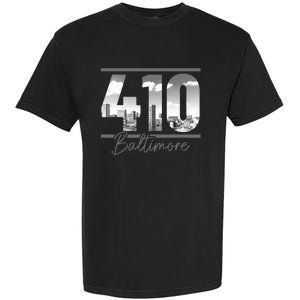 Baltimore 410 Area Code Skyline Maryland Garment-Dyed Heavyweight T-Shirt