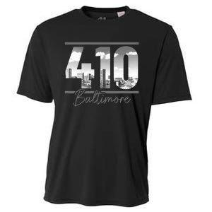 Baltimore 410 Area Code Skyline Maryland Cooling Performance Crew T-Shirt