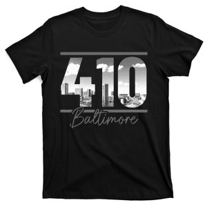 Baltimore 410 Area Code Skyline Maryland T-Shirt