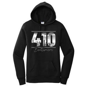 Baltimore 410 Area Code Skyline Maryland Women's Pullover Hoodie