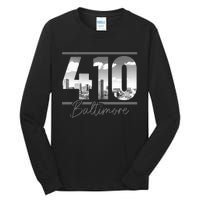 Baltimore 410 Area Code Skyline Maryland Tall Long Sleeve T-Shirt