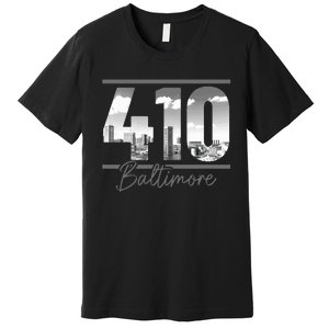 Baltimore 410 Area Code Skyline Maryland Premium T-Shirt