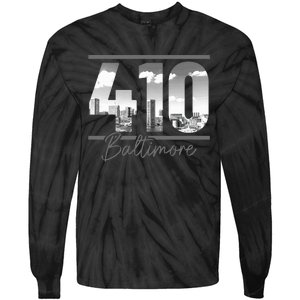 Baltimore 410 Area Code Skyline Maryland Tie-Dye Long Sleeve Shirt