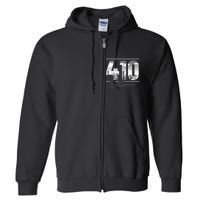 Baltimore 410 Area Code Skyline Maryland Full Zip Hoodie