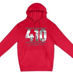 Baltimore 410 Area Code Skyline Maryland Premium Pullover Hoodie