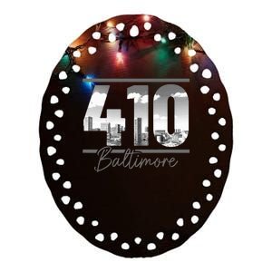 Baltimore 410 Area Code Skyline Maryland Ceramic Oval Ornament