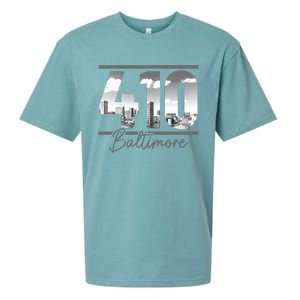 Baltimore 410 Area Code Skyline Maryland Sueded Cloud Jersey T-Shirt