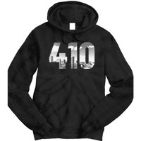 Baltimore 410 Area Code Skyline Maryland Vintage Tie Dye Hoodie