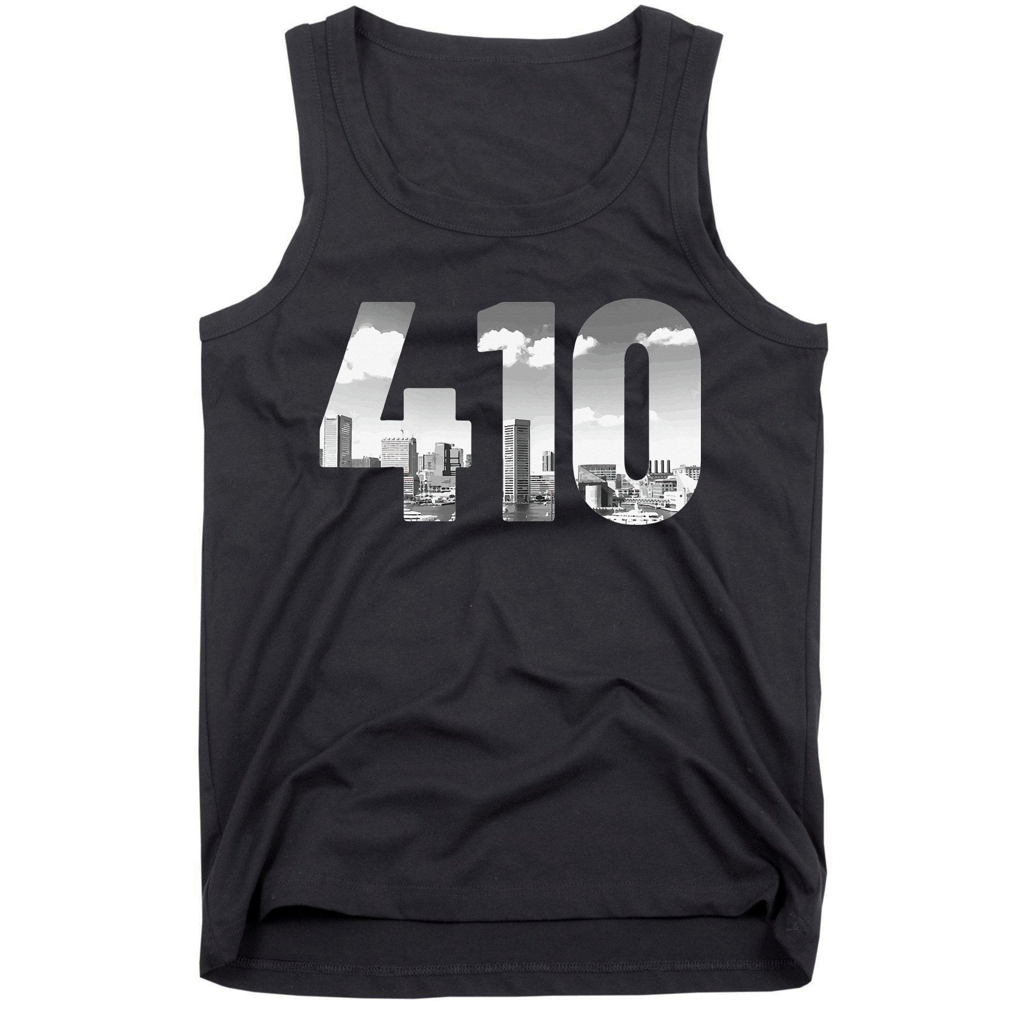 Baltimore 410 Area Code Skyline Maryland Vintage Tank Top