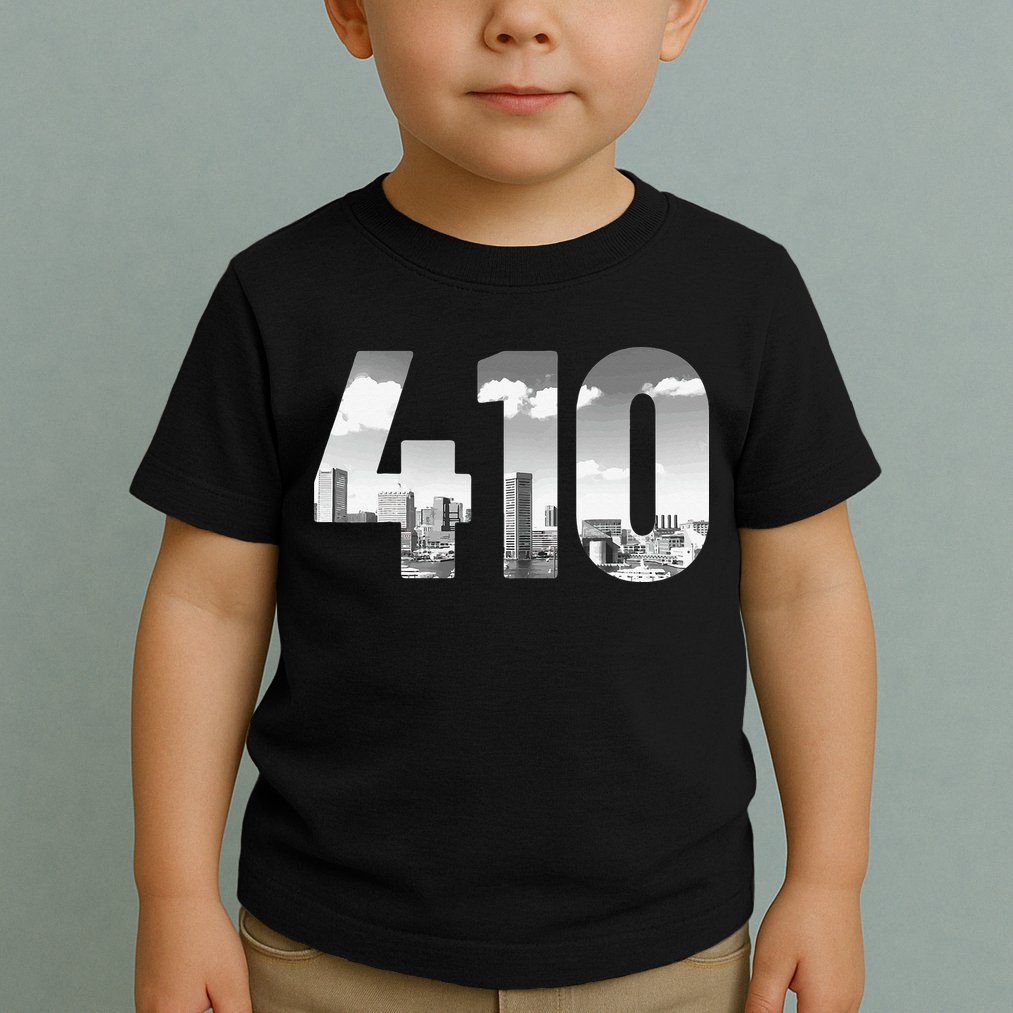 Baltimore 410 Area Code Skyline Maryland Vintage Toddler T-Shirt
