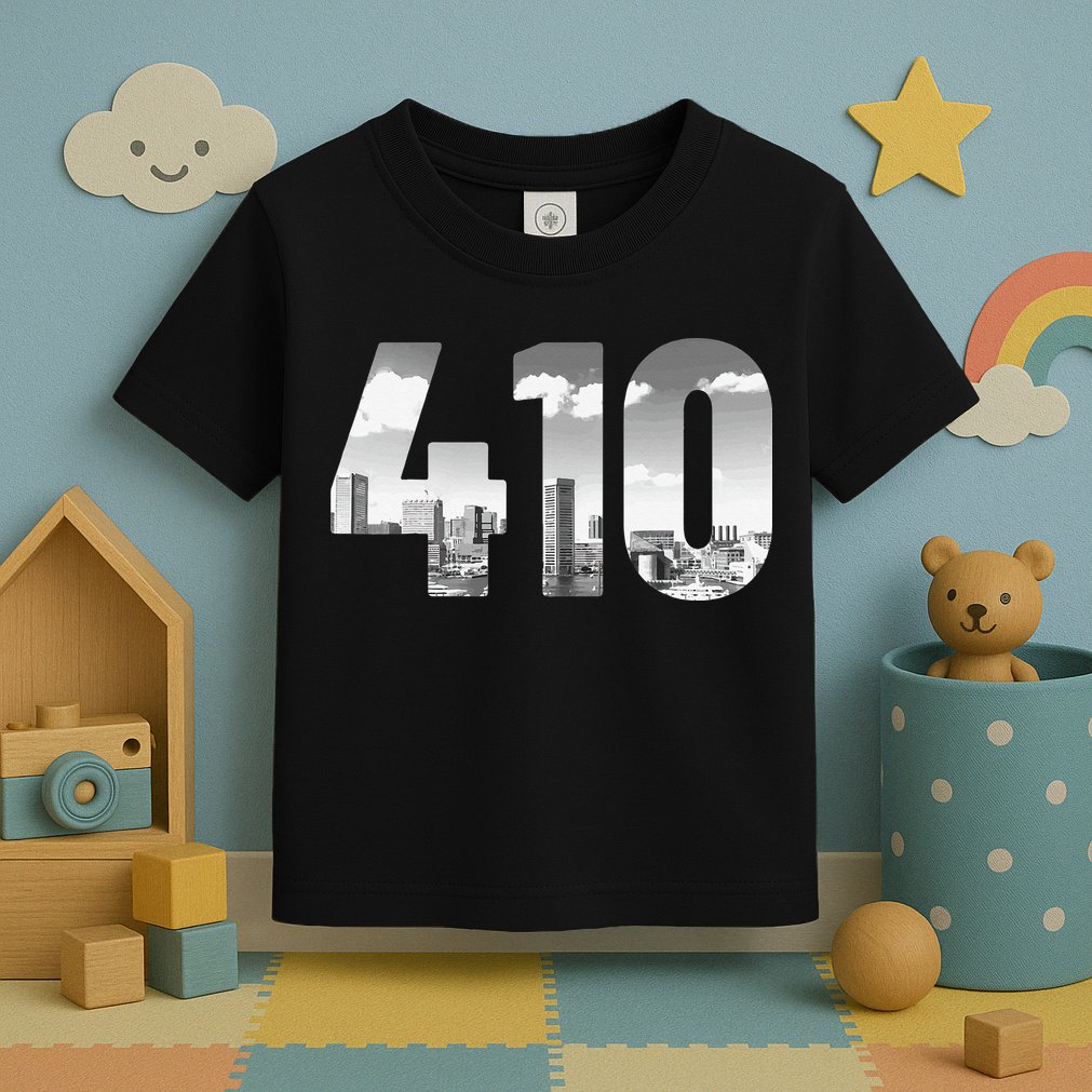 Baltimore 410 Area Code Skyline Maryland Vintage Toddler T-Shirt