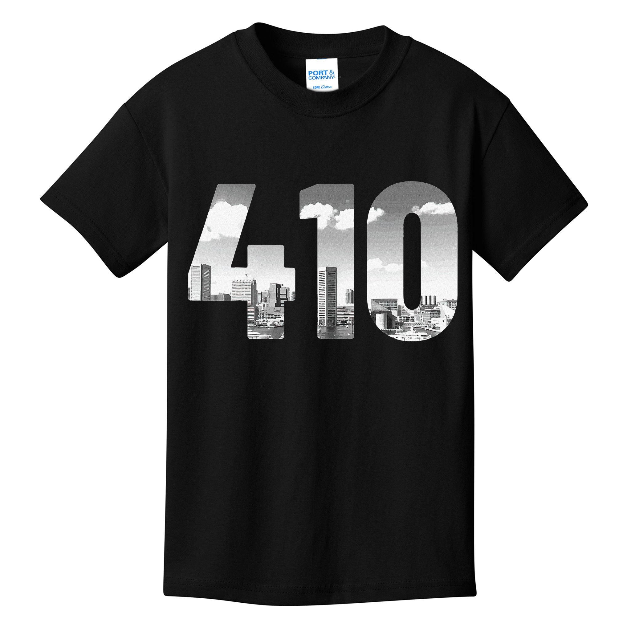 Baltimore 410 Area Code Skyline Maryland Vintage Kids T-Shirt