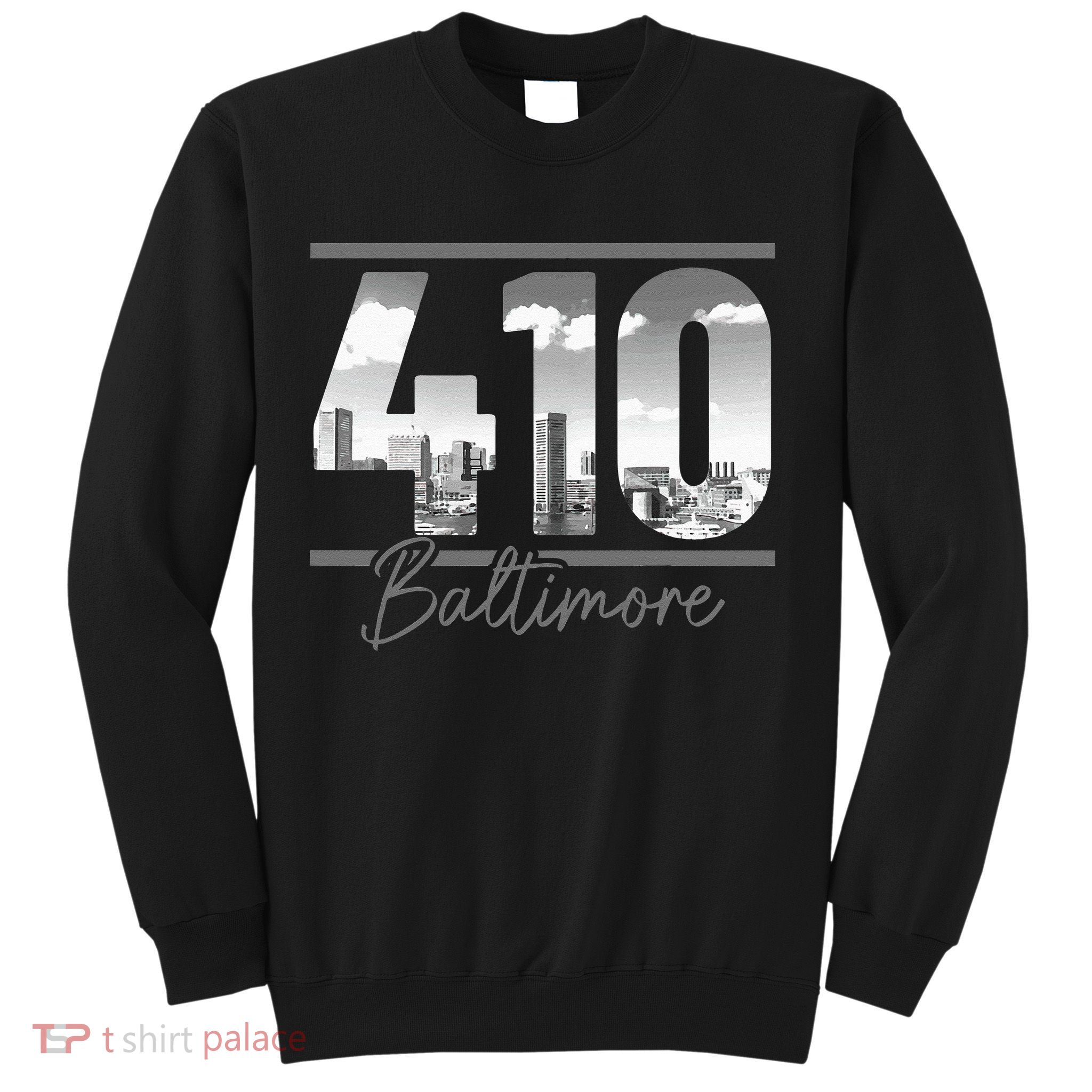 Baltimore 410 Area Code Skyline Maryland Vintage Sweatshirt