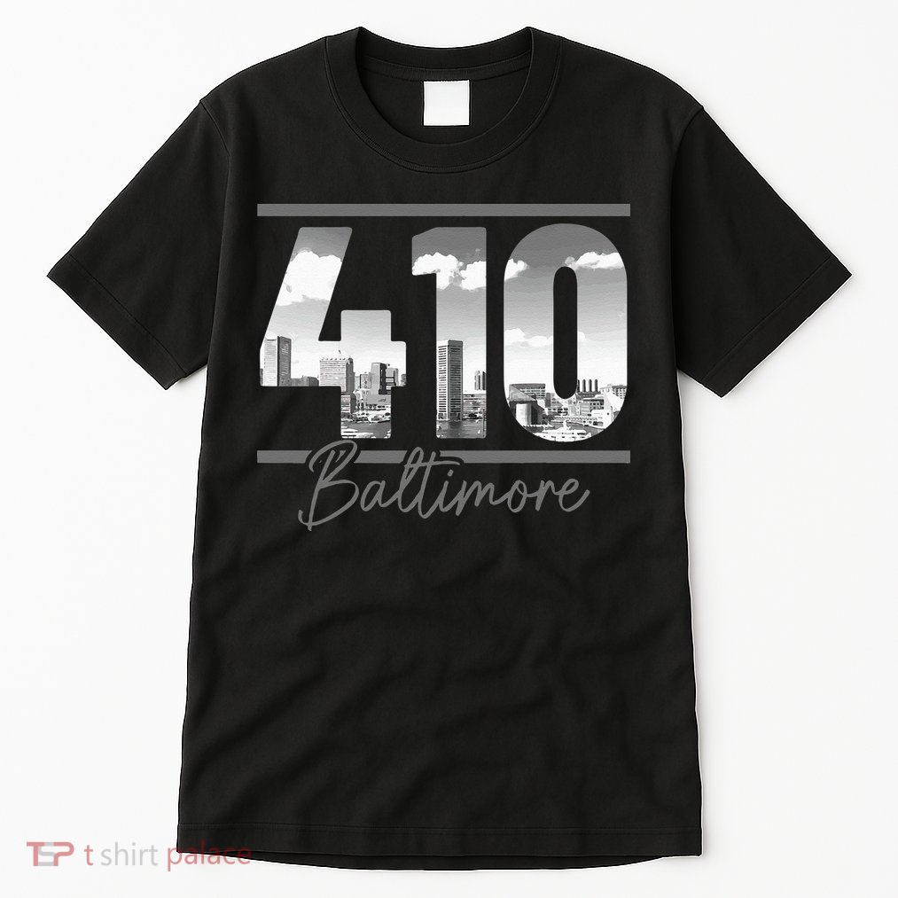 Baltimore 410 Area Code Skyline Maryland Vintage Tall T-Shirt