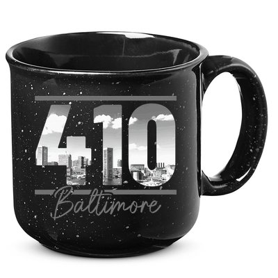 Baltimore 410 Area Code Skyline Maryland Vintage 15oz Campfire Ceramic Mug