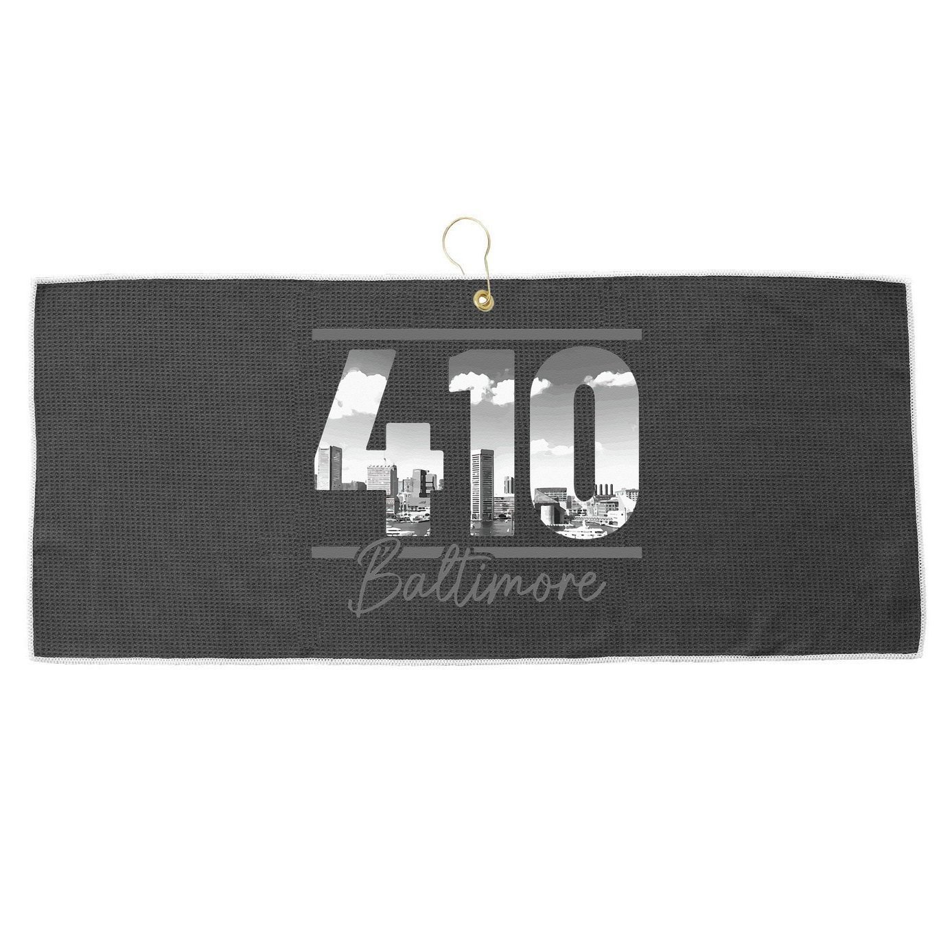 Baltimore 410 Area Code Skyline Maryland Vintage Large Microfiber Waffle Golf Towel