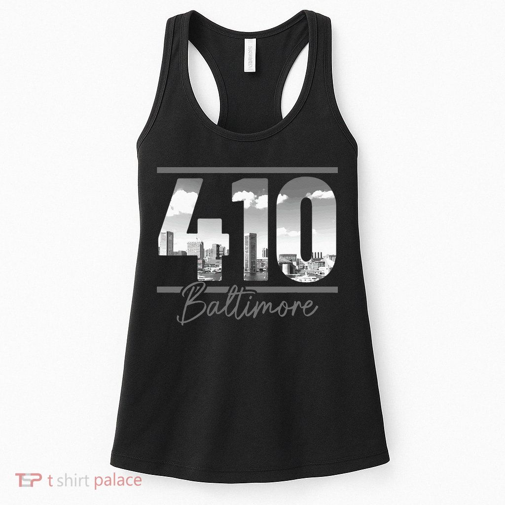 Baltimore 410 Area Code Skyline Maryland Vintage Womens Tank Top