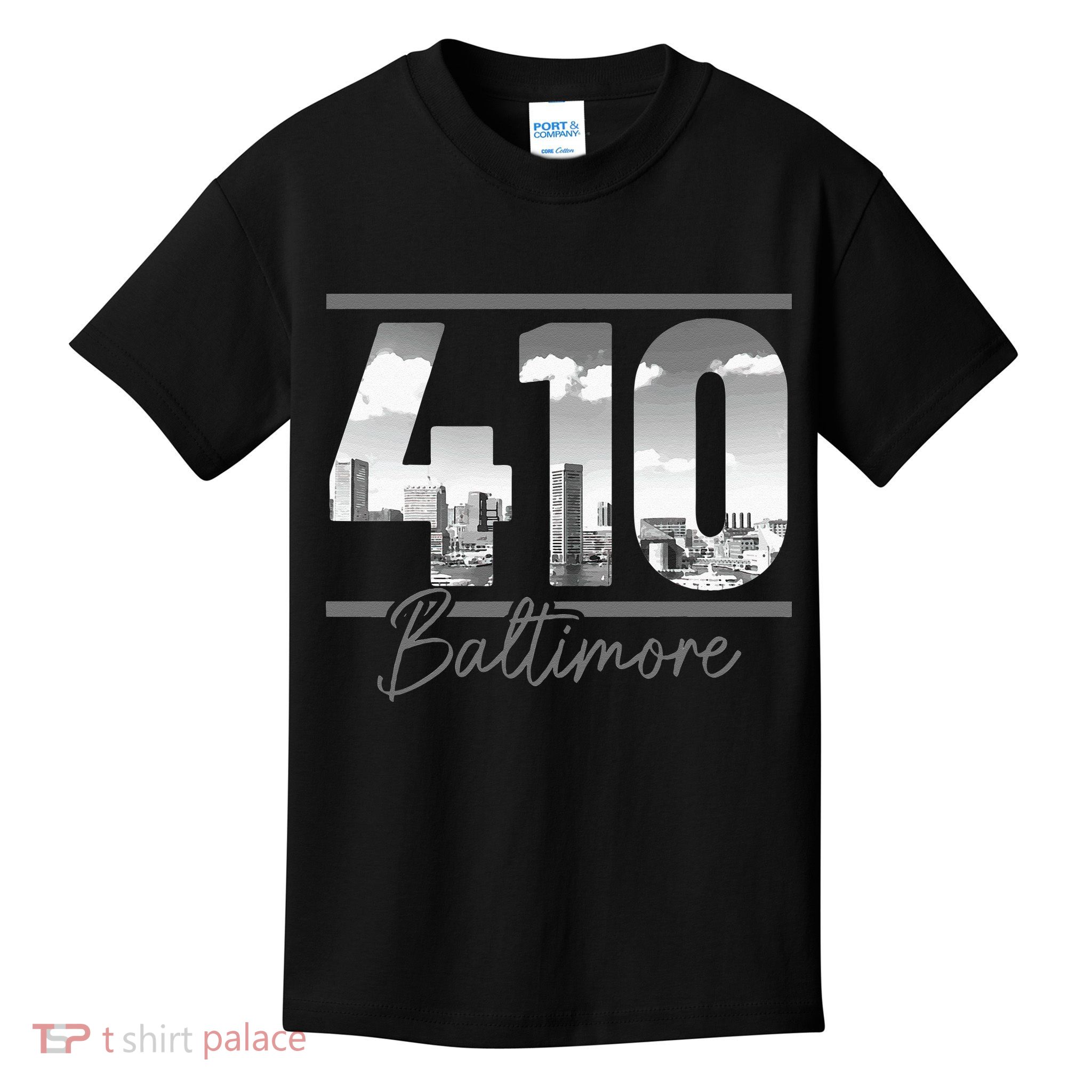 Baltimore 410 Area Code Skyline Maryland Vintage Kids T-Shirt