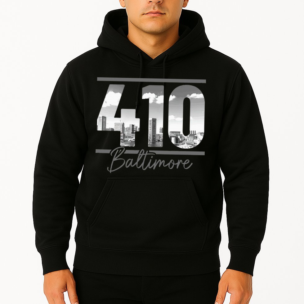 Baltimore 410 Area Code Skyline Maryland Vintage Hoodie
