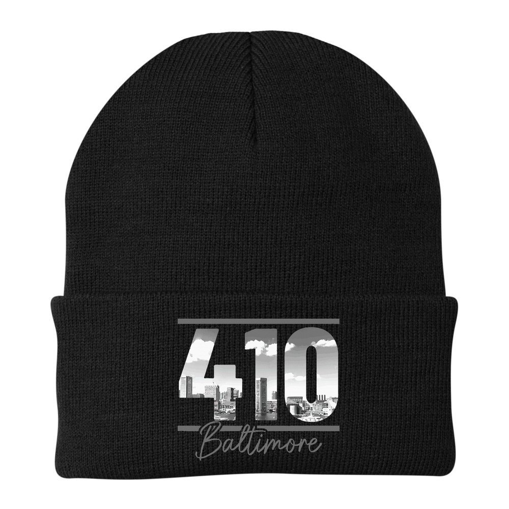 Baltimore 410 Area Code Skyline Maryland Vintage Beanie