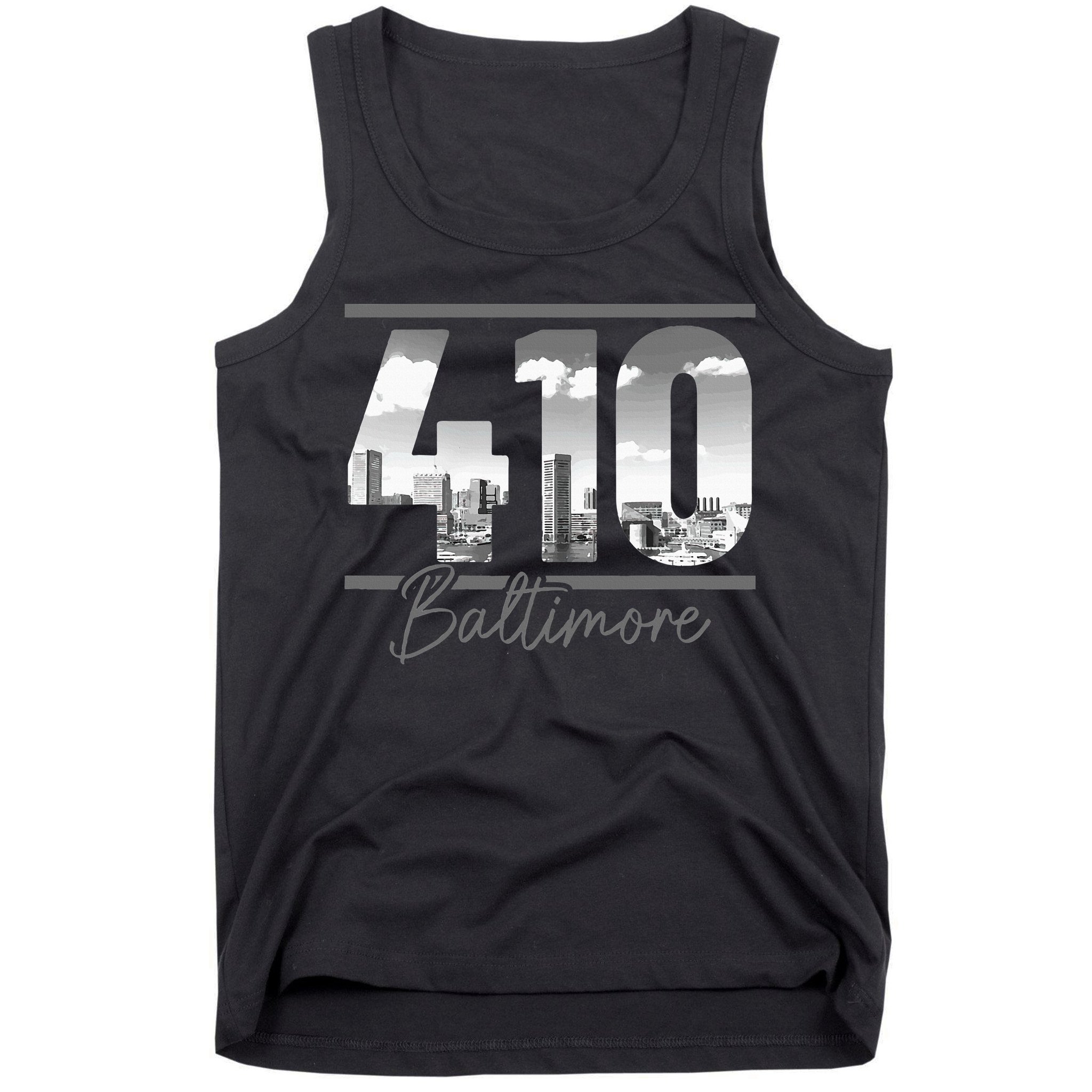Baltimore 410 Area Code Skyline Maryland Vintage Tank Top