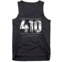 Baltimore 410 Area Code Skyline Maryland Vintage Tank Top