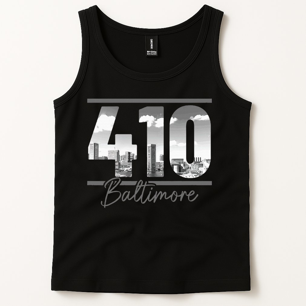 Baltimore 410 Area Code Skyline Maryland Vintage Tank Top