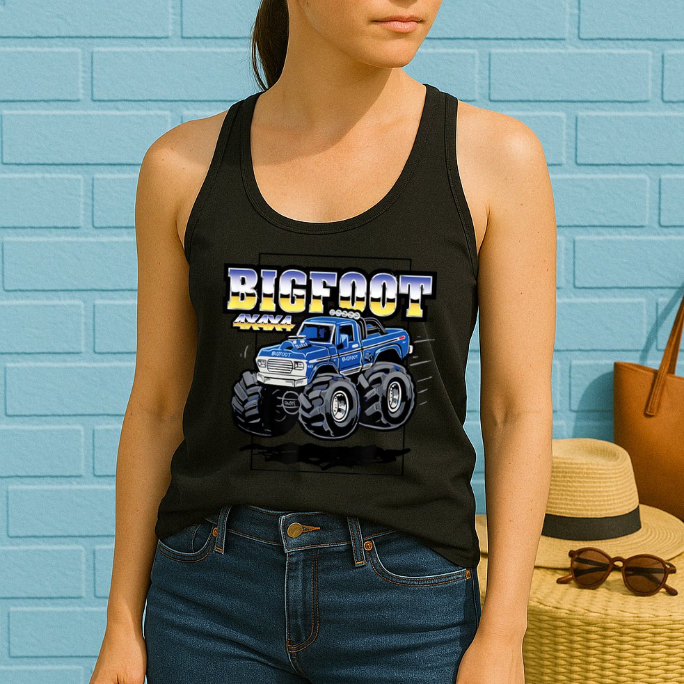 Bigfoot 4x4x4 Cartoon Truck (Color Options 1) Womens Tank Top