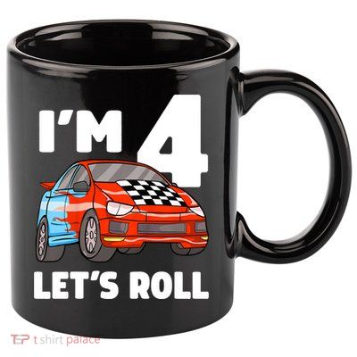 Birthday 4 Four Race Car 4th Birthday Racing Car 11oz C Handle Ceramic Mug