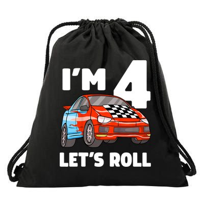 Birthday 4 Four Race Car 4th Birthday Racing Car Drawstring Bag