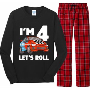 Birthday 4 Four Race Car 4th Birthday Racing Car Long Sleeve Pajama Set