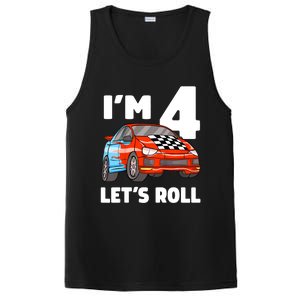 Birthday 4 Four Race Car 4th Birthday Racing Car PosiCharge Competitor Tank