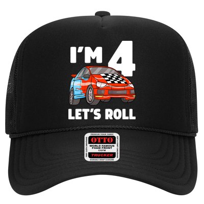 Birthday 4 Four Race Car 4th Birthday Racing Car Trucker Hat