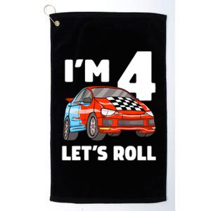 Birthday 4 Four Race Car 4th Birthday Racing Car Platinum Collection Golf Towel