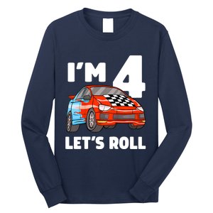 Birthday 4 Four Race Car 4th Birthday Racing Car Long Sleeve Shirt