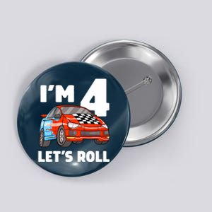 Birthday 4 Four Race Car 4th Birthday Racing Car Button