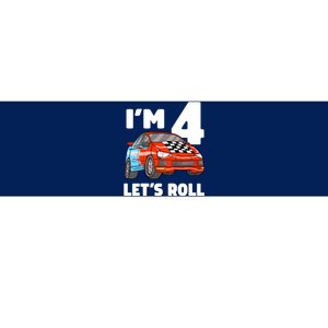 Birthday 4 Four Race Car 4th Birthday Racing Car Bumper Sticker