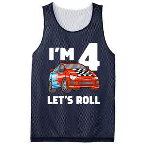 Birthday 4 Four Race Car 4th Birthday Racing Car Mesh Reversible Basketball Jersey Tank